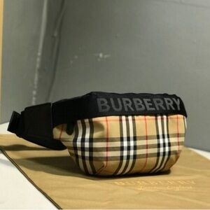 Burberry Beige and Black Check Crossbody Bag